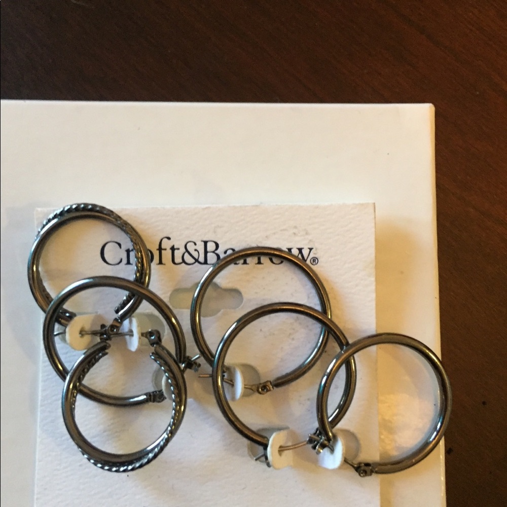Gun Metal Earrings 3 pair set for sensitive ears